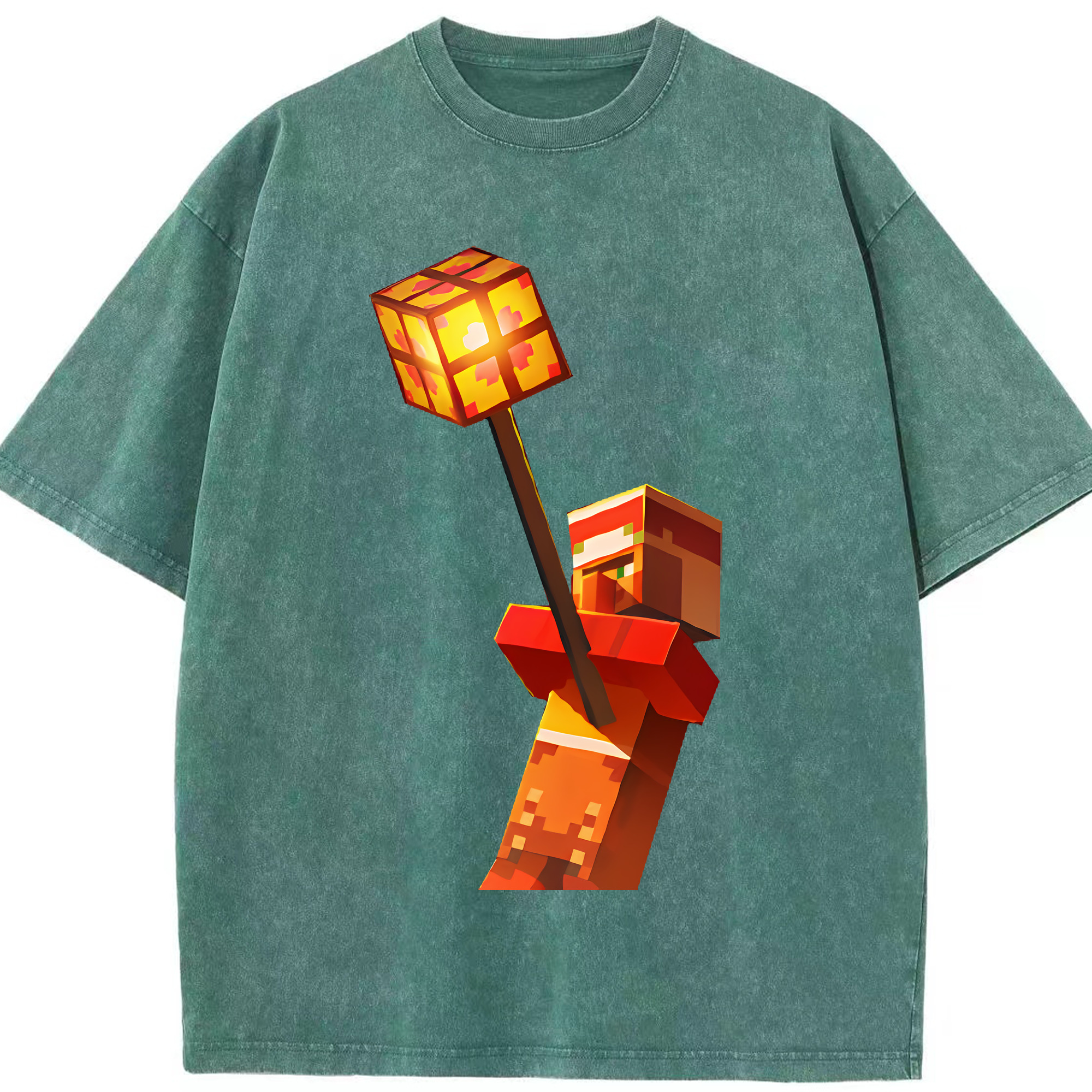（画像用） マインクラフト ブロックの世界 Minecraft MC Block world 綿100% ヴィンテージ風 半袖Tシャツ（フロントプリント）